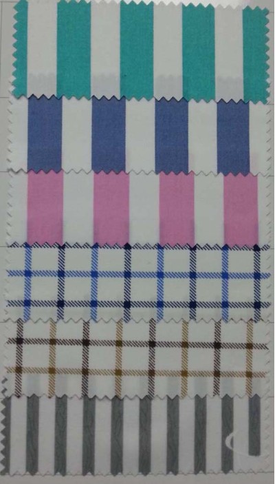 SX- YAXG 淺綠白條T65/C35 32*32/130*70 耐漂白水 耐氯漂 制服 Anti bleaching bleaching resistant 45度照